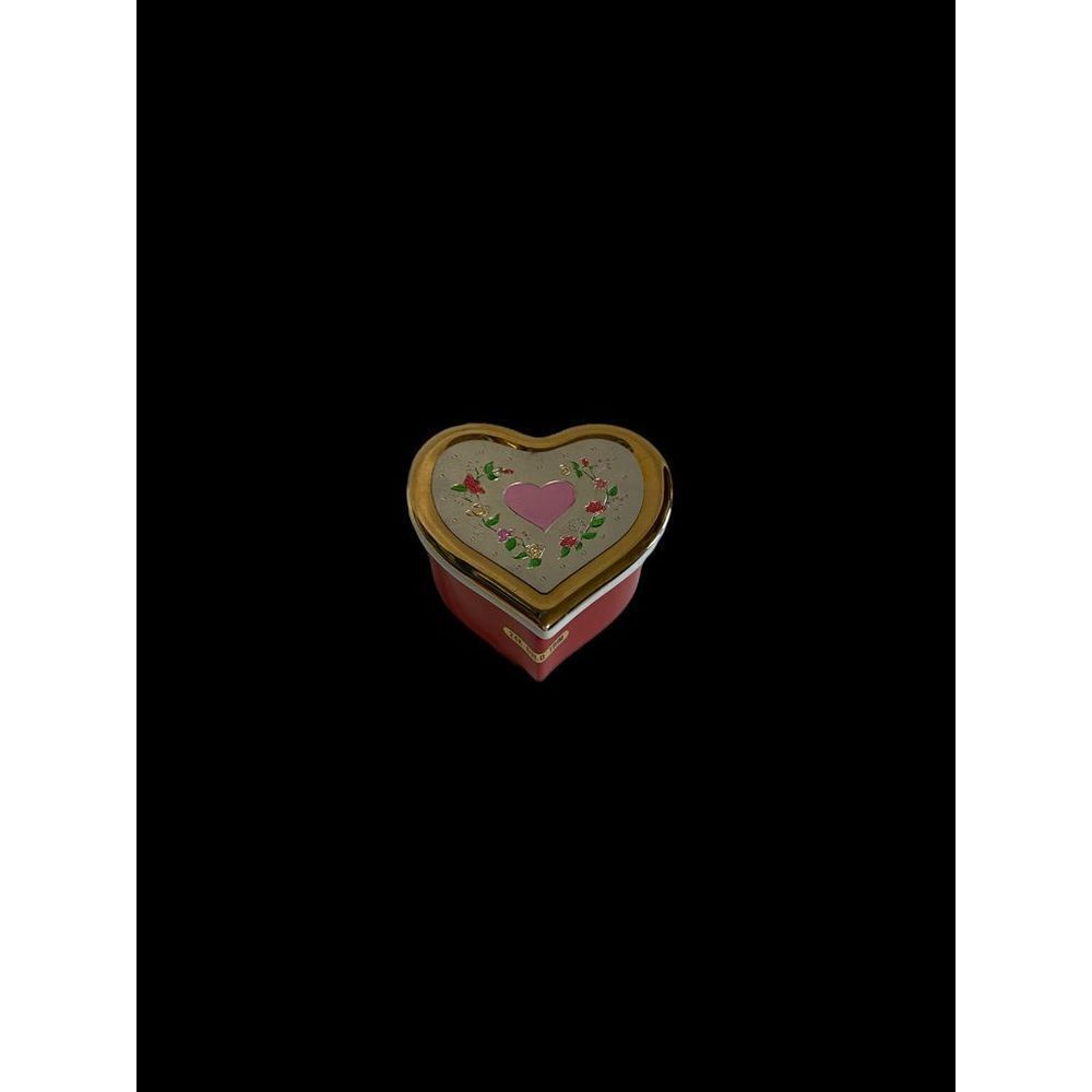 Vintage Chokin Jamestown ceramic 24k gold trim heart trinket box Japan